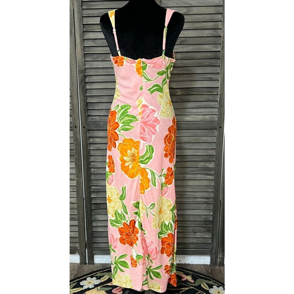 Paper Heart Floral Linen Blend Maxi Dress Medium NWT Tropical Resort Pink - Picture 10 of 11